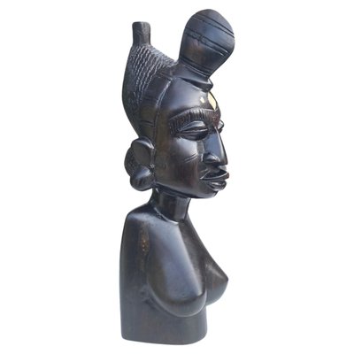 Buste Africain Sculpté En ébène - Artisanat - Occasion