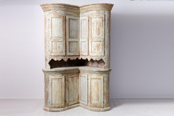 Antique Northern Swedish Curved Corner Cabinet for sale at Pamono