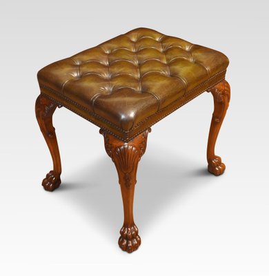 Vintage Leather Upholstered Stool for sale at Pamono