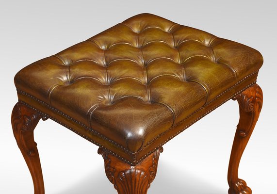 Vintage Leather Upholstered Stool for sale at Pamono