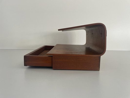 Mensola sospesa in legno con cassetto, Italia, anni '60
