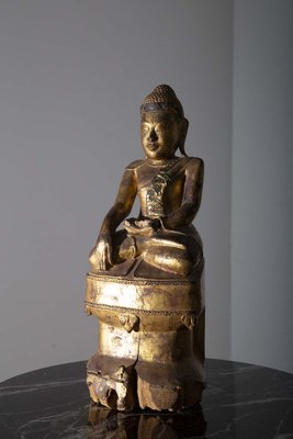 Gilded Teak Burmese Sitting Buddha from Mandalay - 19th Century Gilded Teak Burmese Sitting Buddha from Mandalay - 19th Century