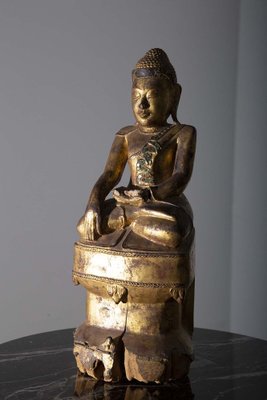 Gilded Teak Burmese Sitting Buddha from Mandalay - 19th Century Gilded Teak Burmese Sitting Buddha from Mandalay - 19th Century