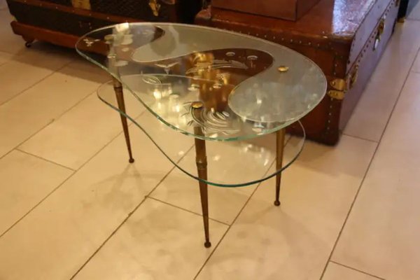 Tavolino da caffè Mid-Century in vetro trasparente, anni '50 in vendita su  Pamono