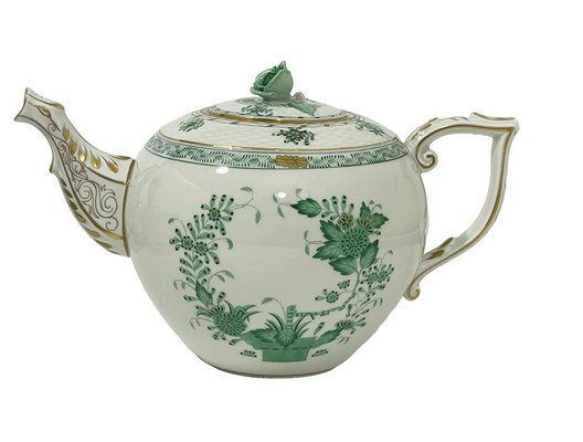 Indian Basket Green Pattern Porcelain Tea Service for 12 from