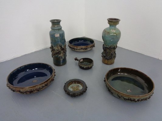 Glit Lava Ceramics Bowls & Vases by Ragnar Kjartansson, 1960s, Set 