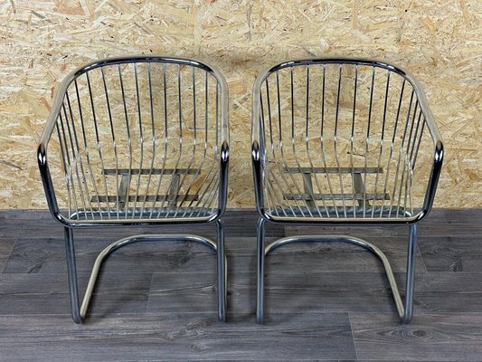 Set of Vintage Wire Chair in Metal and Chrome-Plated Design, 1960s