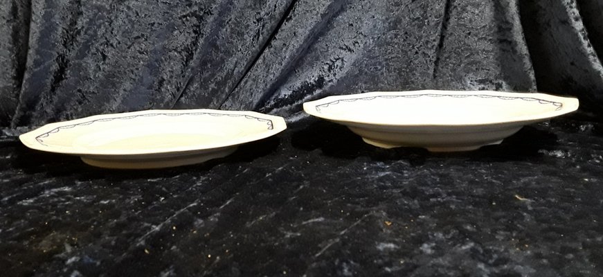 Shallow and Deep Serving Bowls Maria Series with Blue Decoration