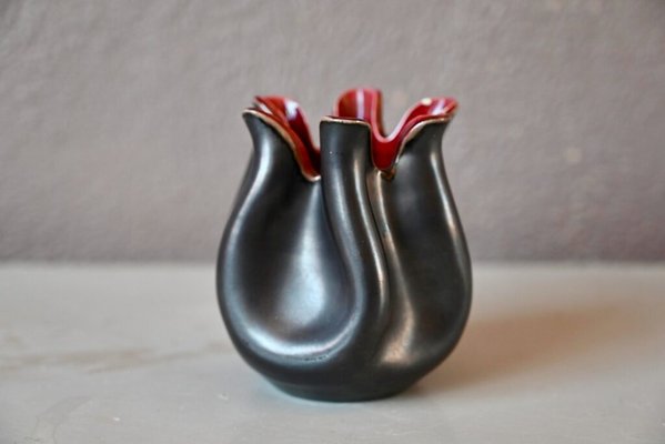 Vaso nero di Fernand Elchinger, anni '50 in vendita su Pamono