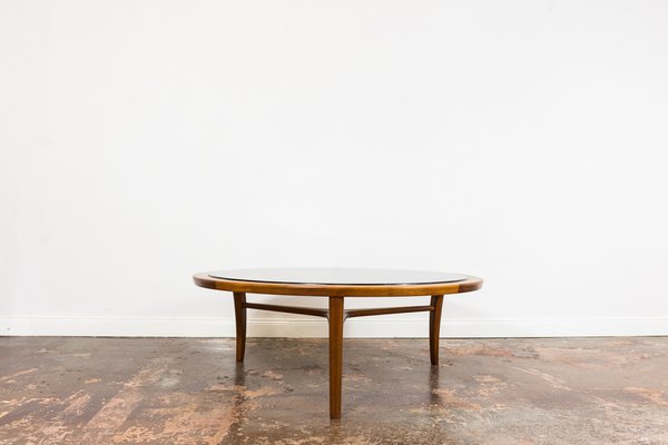 Scandinavian Round Teak with Glass Top Coffee Table 1960s for