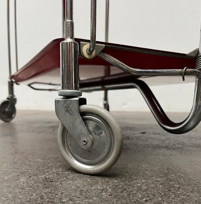 Chariot De Service Dinett Vintage 70s - Table Roulante Noyer/Chrome, Pliant