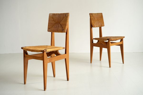 Vintage French CF Chairs by Marcel Gascoin 1950 Set of 2 for