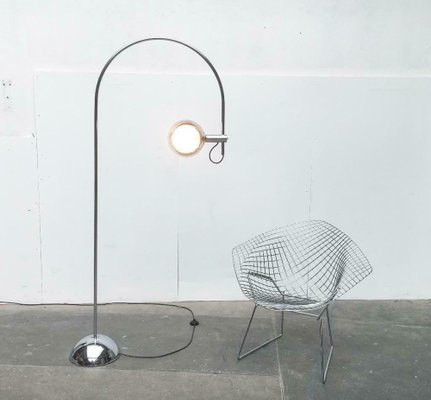 Mid-Century Space Age Metal Chrome Arc Floor Lamp from
