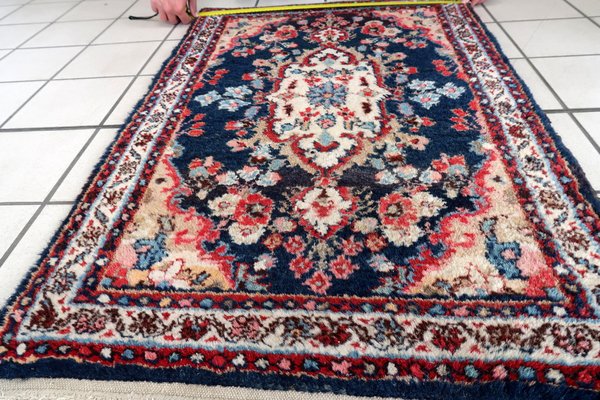 Hamedan Tappeto 200x130 Blu (Iran) Annodato A Mano