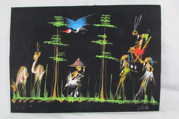 African Red & Black Artworks, 1950s , Set of 4 for sale at Pamono