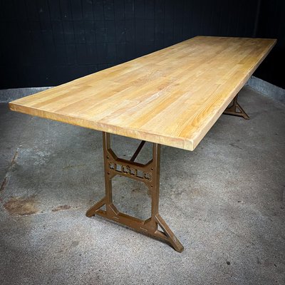 Industrial Dining Table in Beech for sale at Pamono - Main Image