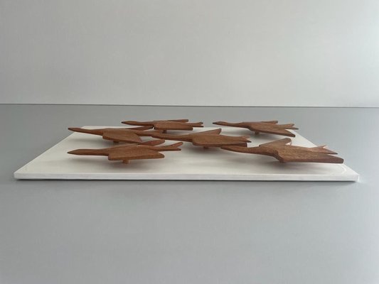 Modern German 6 Flying Birds Wall Art in Wood, Germany, 1960s for
