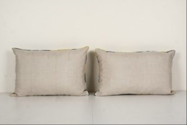 Set of 4 Gray and Yellow Ikat Lumbar Pillow Covers Set of 4 Gray and Yellow Ikat Lumbar Pillow Covers