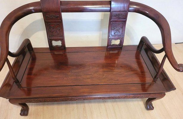 19世紀Carved Rosewood Settle Bench 19世紀Carved Rosewood Settle Bench