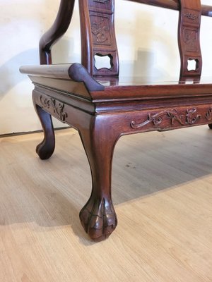 19世紀Carved Rosewood Settle Bench ben7-17-17ch.jpg