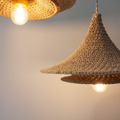 Crochet Light Crochet Suspension Light Boho Light Pendant Handmade Crochet  Lampshade Home Decor Ceiling Lighting Ceiling Fixture 