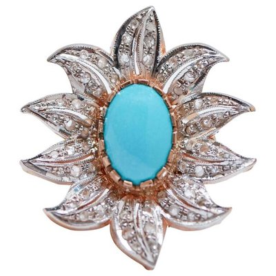 Turquoise Studded Leaf Ring Turquoise Studded Leaf Ring