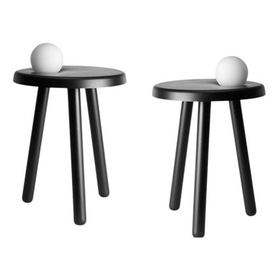 Kleine schwarze Alby Tische mit Lampen von Mason Editions, 2er Set bei Pamono kaufen