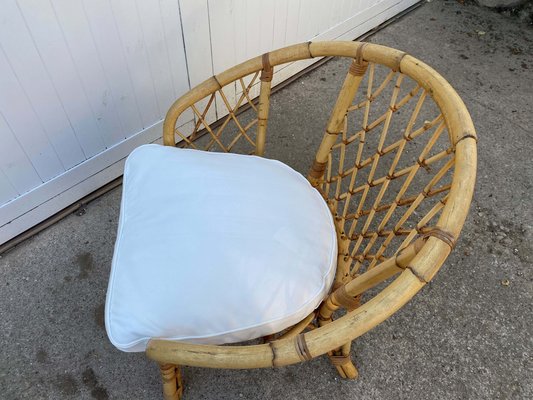 Vintage Rattan Corbeille Armchair 1970 for sale at Pamono