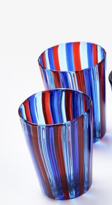 Murano Glass Colorful Striped Drinking Set