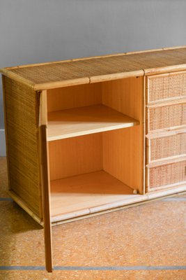 Handgewickeltes Sideboard aus Rattan & Bambus, 1970 bei Pamono kaufen