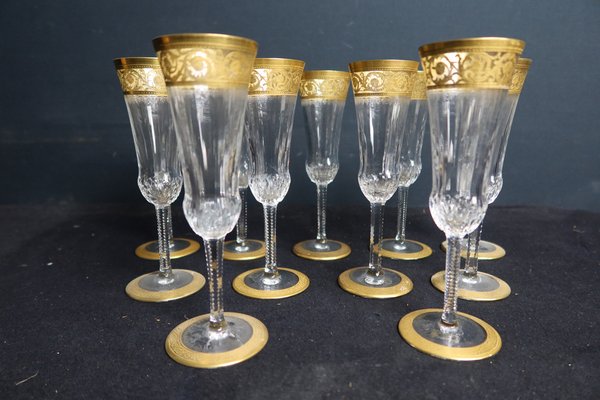 Crystal Wine Glasses with Gold Rim, 1960s, Set of 6 for sale at Pamono