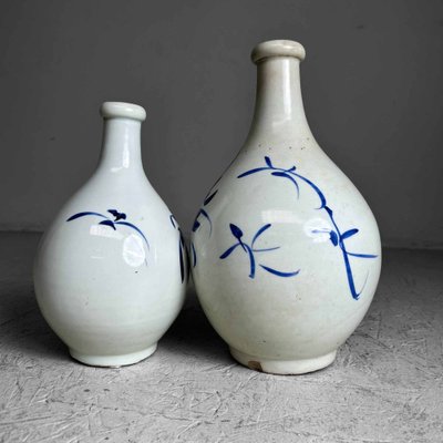 Meiji-Ra Porcelain Tokkuri Sake Bottles, Japan, 1890s, Set