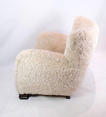 Vintage Danish Easy Chair in Sheepskin, 1940s for sale at Pamono