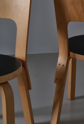 Vintage Model 66 Chairs in Laminated Birch by Alvar Aalto