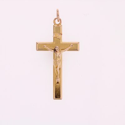 Pendentif Croix En Or Rose 18k Vintage Style Art Nouveau (années 1970)