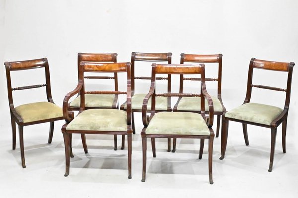 Regency Dining Chairs in Mahogany Set of 8 for sale at Pamono