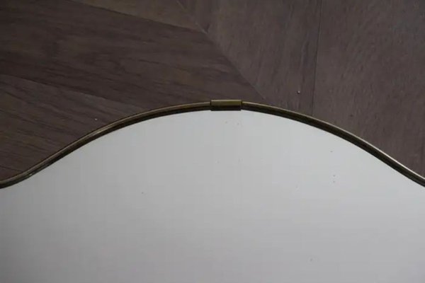 Gebogener Spiegel aus Massivholz, Italien 1960