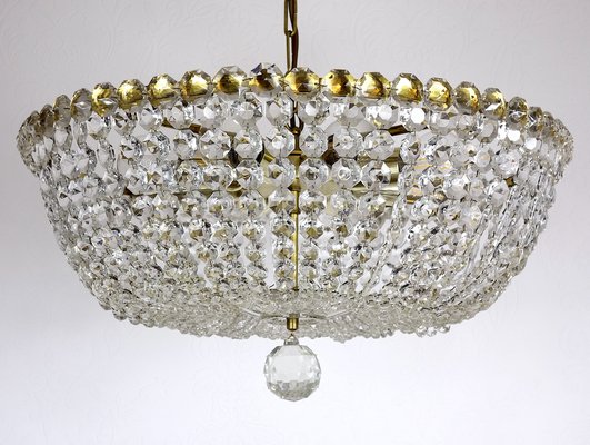 Brass Lead Crystal Chandeliers, 1970s for sale at Pamono