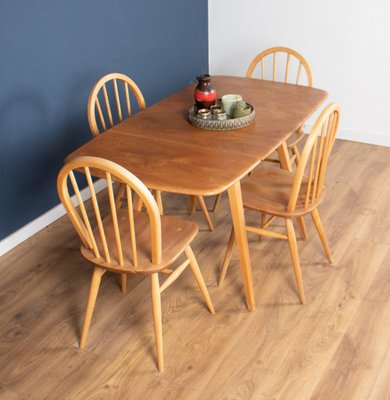 Model 383 Dining Table and Windsor Kitchen Dining Chairs by Lucian Ercolani for Ercol Set of 5