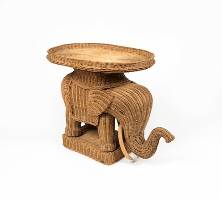 Meuble Déco éléphant En Osier Vintage - Table D'appoint Afrique
