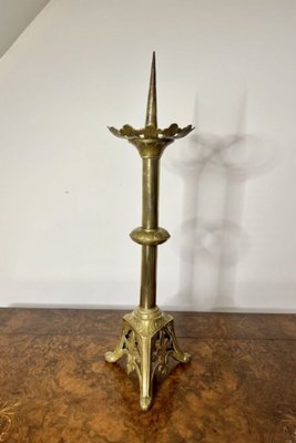 Large Antique Brass Pricket Candlesticks, 1900, Set of 2
