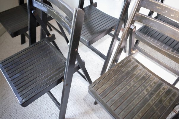 Vintage Painted Black Folding Chairs, Set of for sale at Pamono