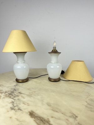 Murano and Brass Glass Table Lamps by Fabbian, Italy, 1970s