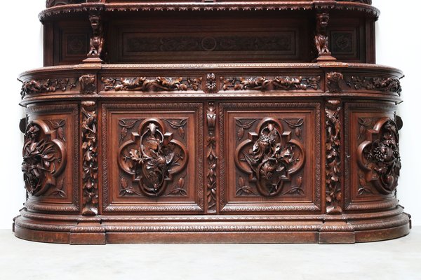 Large French Hunt Cabinet in Oak attributed to Alexander Roux