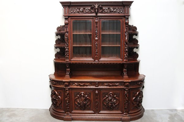 Large French Hunt Cabinet in Oak attributed to Alexander Roux