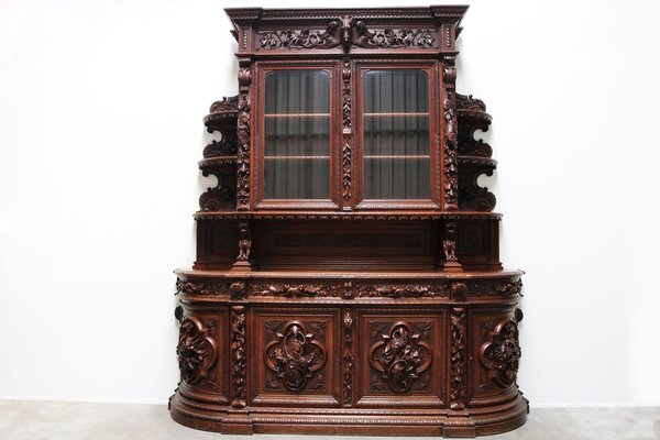 Large French Hunt Cabinet in Oak attributed to Alexander Roux