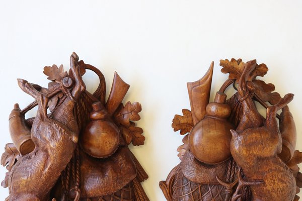 19th Century Swiss Carved Black Forest Trophy Plaques, 1880