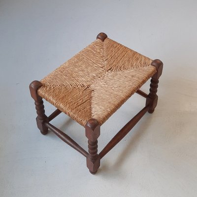 Wood and Rush Footstool 1930s for sale at Pamono