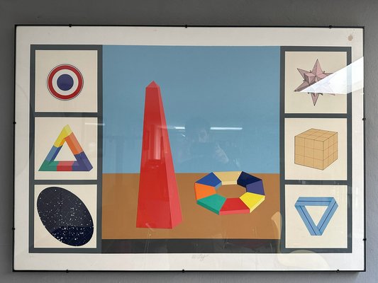 Lucio Del Pezzo, Casellar Screen Printing and Collage, 1970s