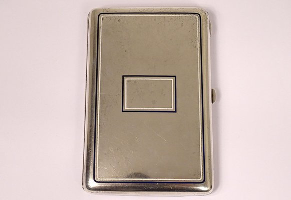 Case IN Cigarette Box Solid Silver Enamel Hermès Paris Art Deco 20th